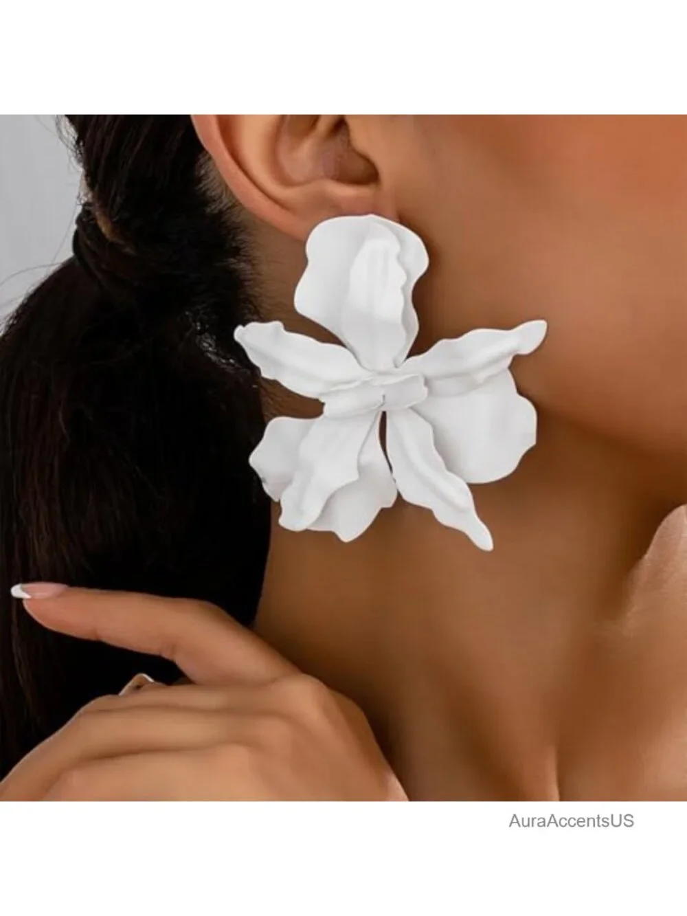 Large 3D Flower Dangle Drop Earrings for Women, Lightweight Floral Statement
